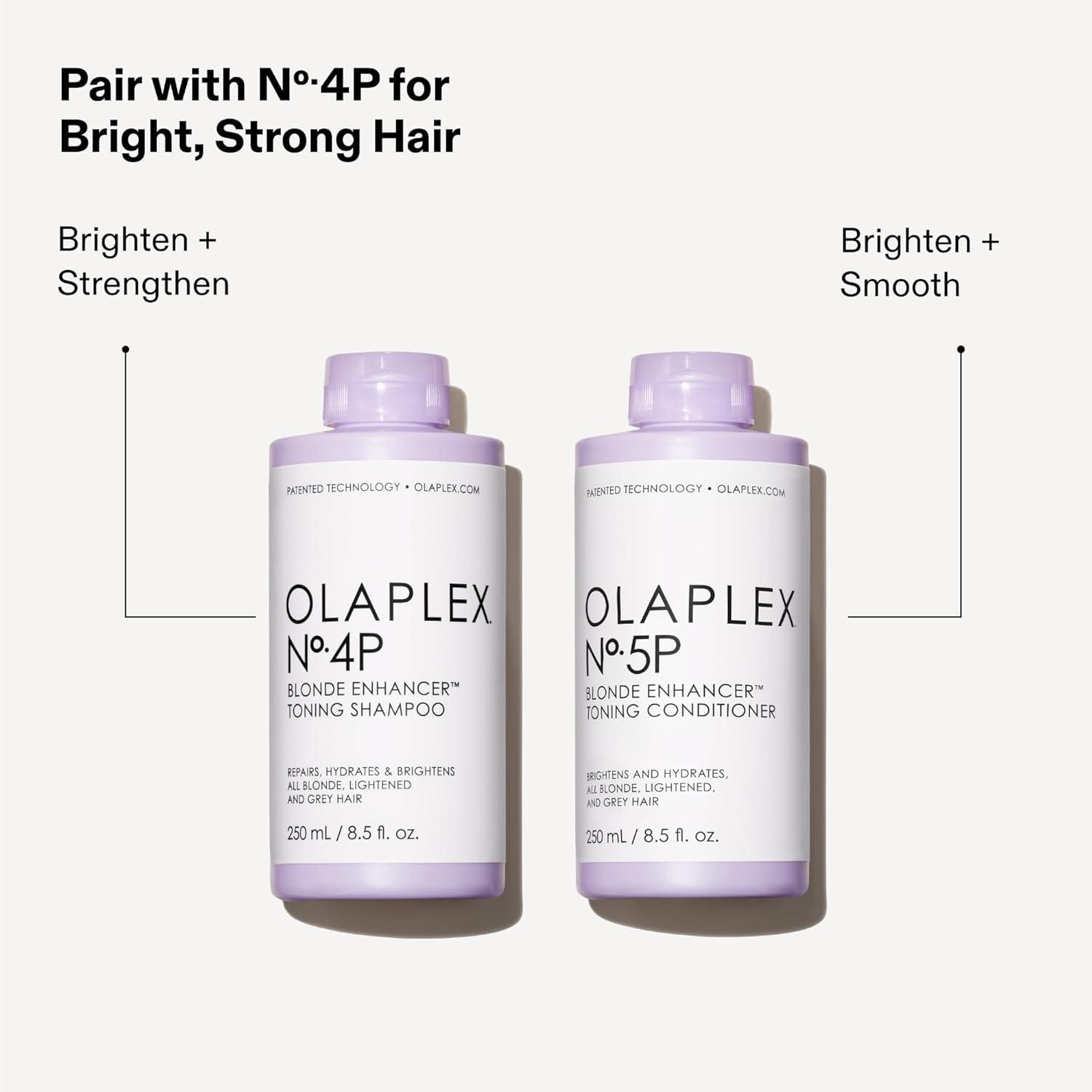 imageOlaplex No 4P Blonde Enhancing Toning Shampoo 85 Fl Oz No 5P Blonde Enhancer Toning Conditioner Repairs Hydrates amp Brightens All Blonde Lightened amp Grey Hair