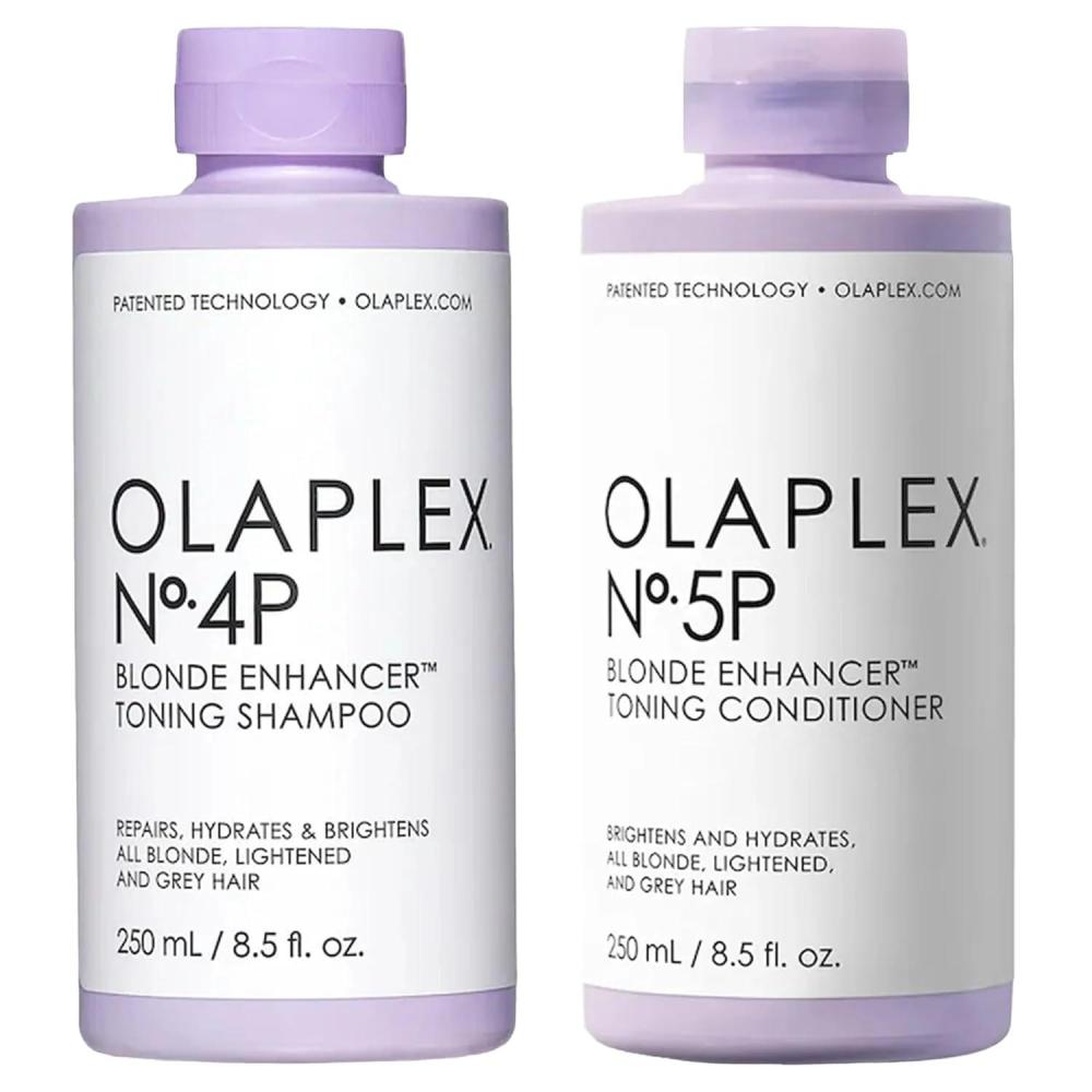 imageOlaplex No 4P Blonde Enhancing Toning Shampoo 85 Fl Oz No 5P Blonde Enhancer Toning Conditioner Repairs Hydrates amp Brightens All Blonde Lightened amp Grey Hair