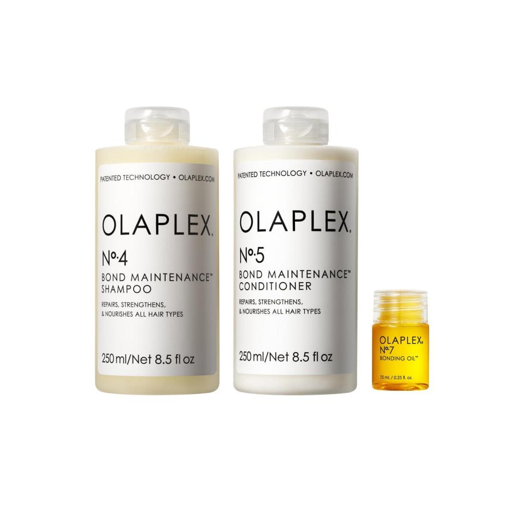 imageOlaplex Wash and Shine Hair Kit No 4 5 7 Shampoo amp Conditioner Set  Cleanse Hydrate amp Control Frizz Up to 72 Hours  Bonding Oil for Shine amp Protect  For Coily Curly Straight and Wavy